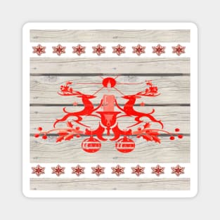 1980s rustic snowflakes boho primitive christmas nordic reindeer Magnet