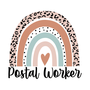 Postal Worker Rainbow Leopard Funny Postal Worker Gift T-Shirt