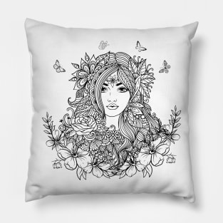 Flower Girl with Butterflies Pillow