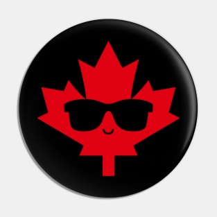 Cool Canada Day Maple Leaf with Sunglasses (Red) Pin