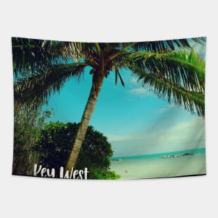 Beautiful photography of Key West Florida blue sky palm tree landscape USA nature lovers Tapestry