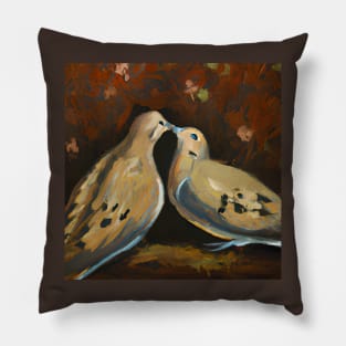 Kissing Mourning Doves Painting Pillow