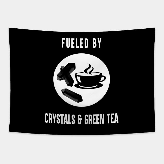 Fueled By Crystals and Green Tea Funny Spiritual Witch Tapestry by Gothic Rose Designs