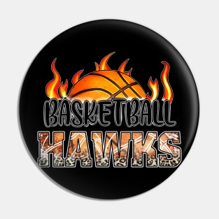 Classic Basketball Design Hawks Personalized Proud Name Pin