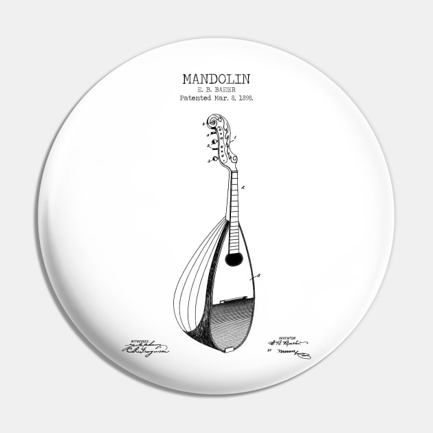 MANDOLIN patent Pin by Dennson Creative