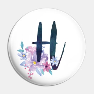 Floral Monogram H Pretty Lilac Bouquet Pin