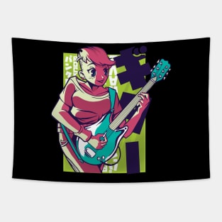 Woman Playing Guitar Tapestry