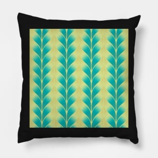 Blue Yellow Leaf Tile Pattern Pillow