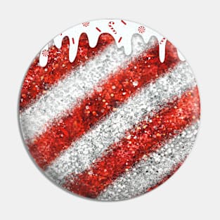 Peppermint Glitter Candy Cane with Frosting Pin