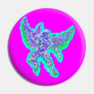 Cybernetic Neon Angel Pin