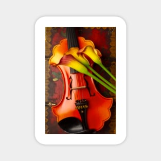Calla lilies On Baroque Violin Magnet