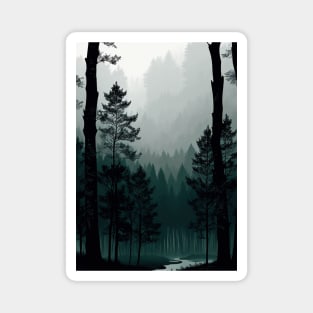 Tall Pine Forest in the Fog Magnet