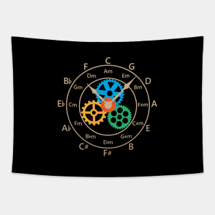 Circle of Fifths Mechanical Clock Style Light Brown Tapestry