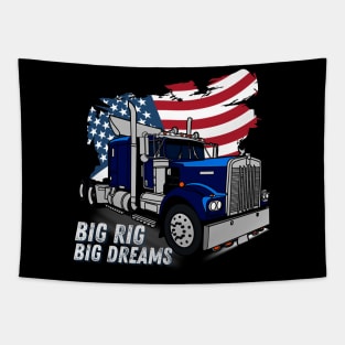 Big Rig Big Dreams USA 18 Wheeler Trucker Tapestry