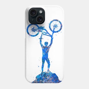 Downhill mountain bike blue Phone Case