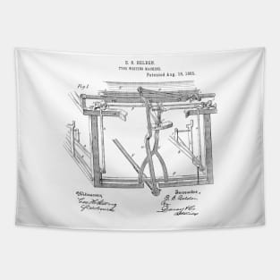 Type Writing Machine Vintage Patent Hand Drawing Tapestry