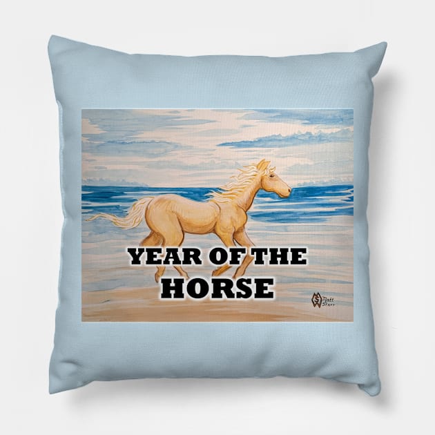 Year of the Horse Pillow by Matt Starr Fine Art