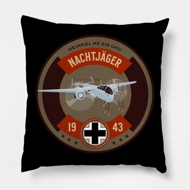 WW2 Airplane HE-219 World War Two Night Fighter Pilot Pillow by woormle