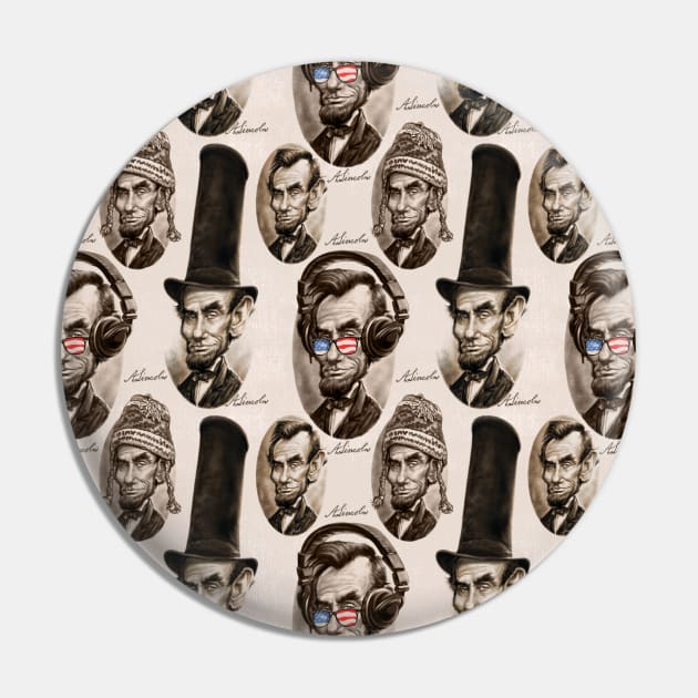 President Abraham Lincoln Seamless Pattern Pin by Mudge