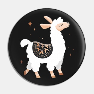 Happy Lama - White & Gold Pin