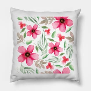 Pink Florals | Watercolor | Pattern | Blue Pillow