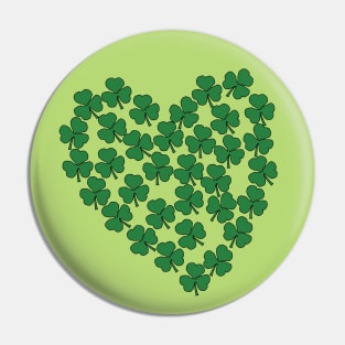 Green Shamrock Heart St Patricks Day Pin