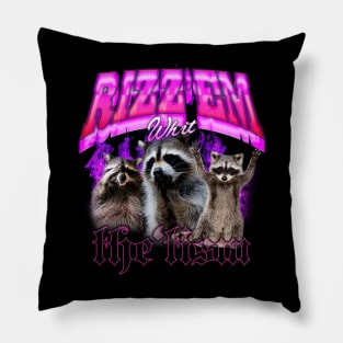 Rizz Em With The Tism Retro Shirt, Vintage Funny Raccoon Graphic Shirt, Autism Awareness, Raccoon Meme Pillow