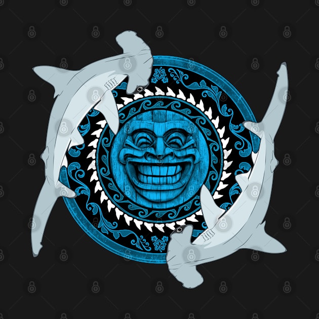 Hammerhead shark tiki totem by NicGrayTees