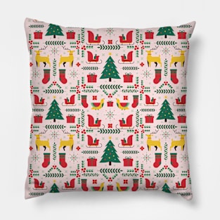 Reindeer, christmas trees and gifts 2 Pillow