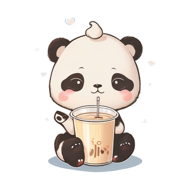 Cute panda with coffee by Majkel&Majkel