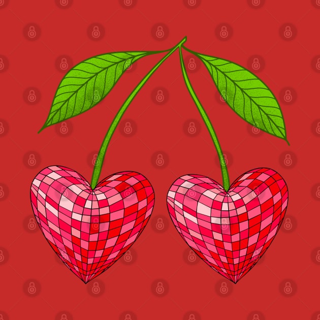 Disco Ball Cherry Hearts by julieerindesigns