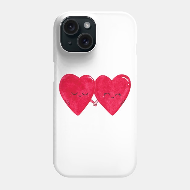 Two hearts lovers Phone Case by shoko