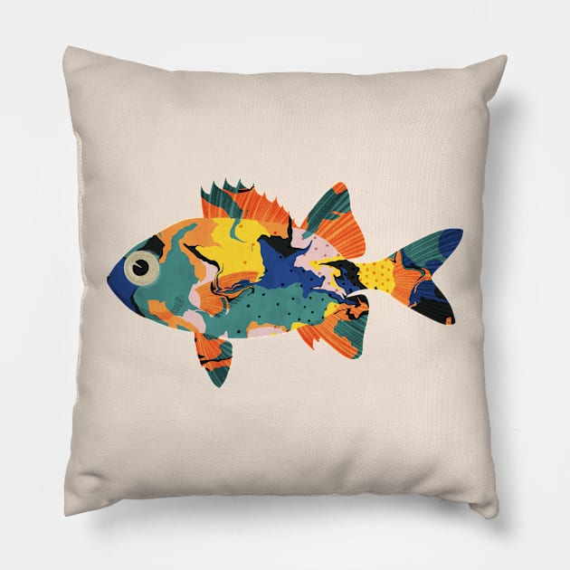 Blue fish Pillow by Elbuenlimon