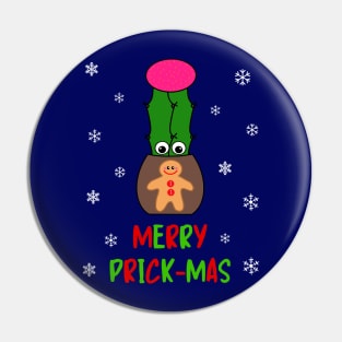 Merry Prick Mas - Hybrid Cactus In Gingerbread Man Pot Pin