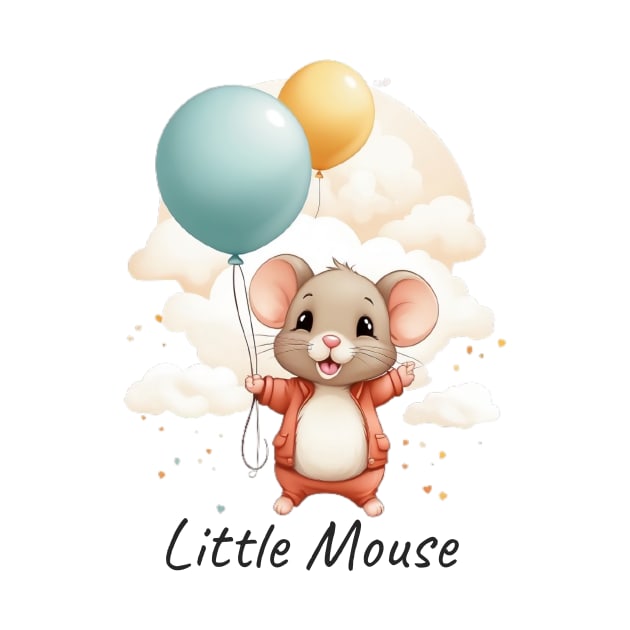 Little Mouse fly with balloon by Crystal and Diamond