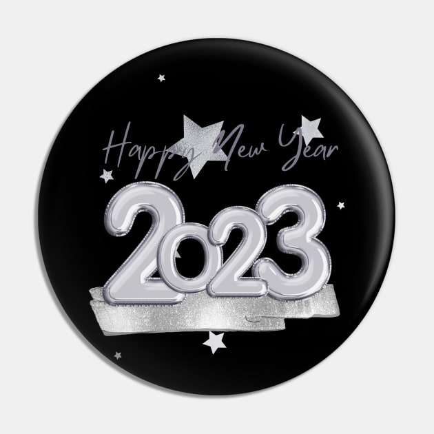 Happy New Year 2023.Silver Pin by Anatoliy Smirnov