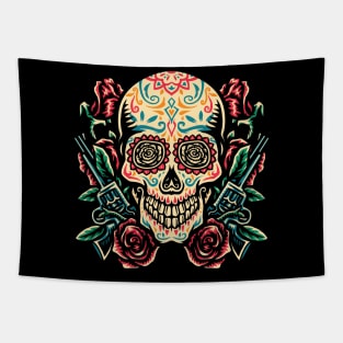Calavera y Rosas - dia de los muertos Tapestry