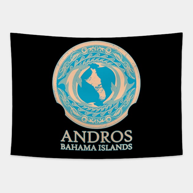 Andros Bahamas Dolphins Tapestry by NicGrayTees