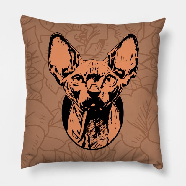 Egyptian cat flowers Pillow by asperillafdz