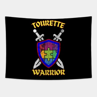 Tourette Warrior Puzzle Shield Tapestry