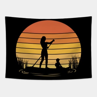 Mom paddleboarding Tapestry