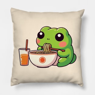 Cute Frog Eating Ramen Pillow