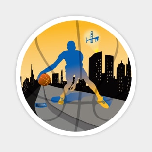 Basketball Street Baller Blue and Golden Yellow Colors Magnet