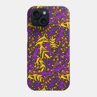 Botanicals and Dots - Hand Drawn Design - Orange, Purple, Pink, Yellow, Black Phone Case