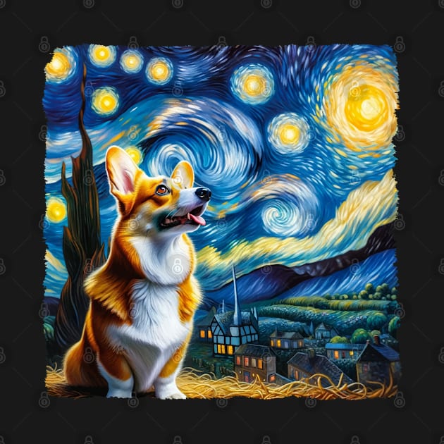 Starry Pembroke Dog Portrait - Pet Portrait by starry_night