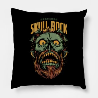 skull rock cartoon funny illustration Pillow