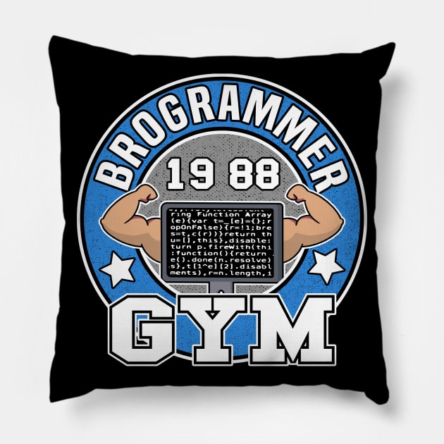 Funny Brogrammer Gym Logo Programmer Fitness Coder Pillow by Kuehni