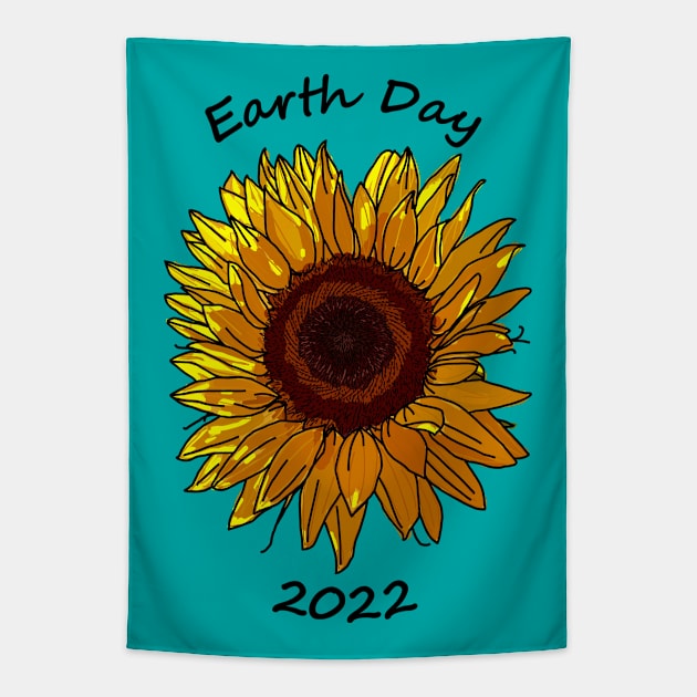 Earth Day 2022 Sunflower Tapestry by ellenhenryart