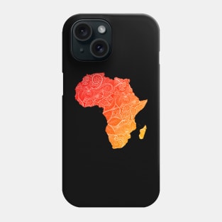 Colorful mandala art map of Africa with text in red and orange Phone Case