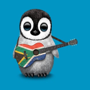 Baby Penguin Playing South African Flag Guitar T-Shirt